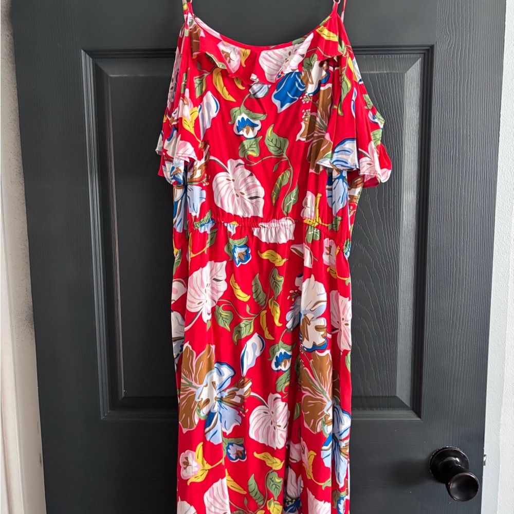 Candie's Red Floral Asymmetrical Dress - Picture 3 of 4